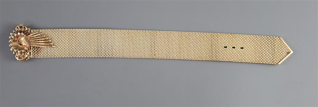 A mid to late 20th century 9ct gold brick link bracelet,